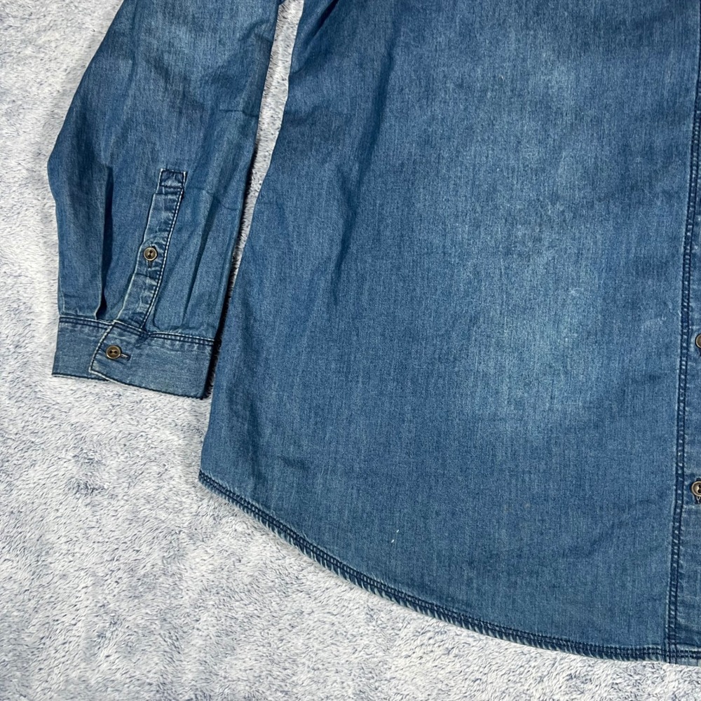 J. Jill Denim Button Down Shirt Womens XL Blue Cotton Long Sleeve Pocket - Picture 5 of 16